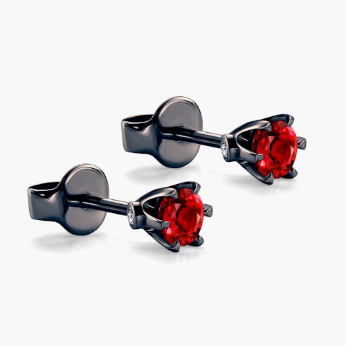 Kolczyki The Journey: czarne złoto, rubiny